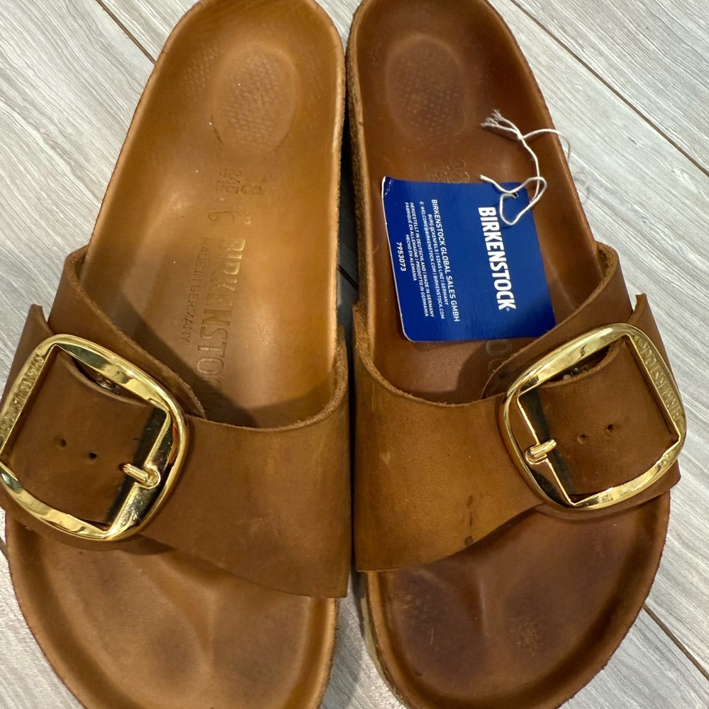 Birkenstock Madrid Big Buckle in Cognac